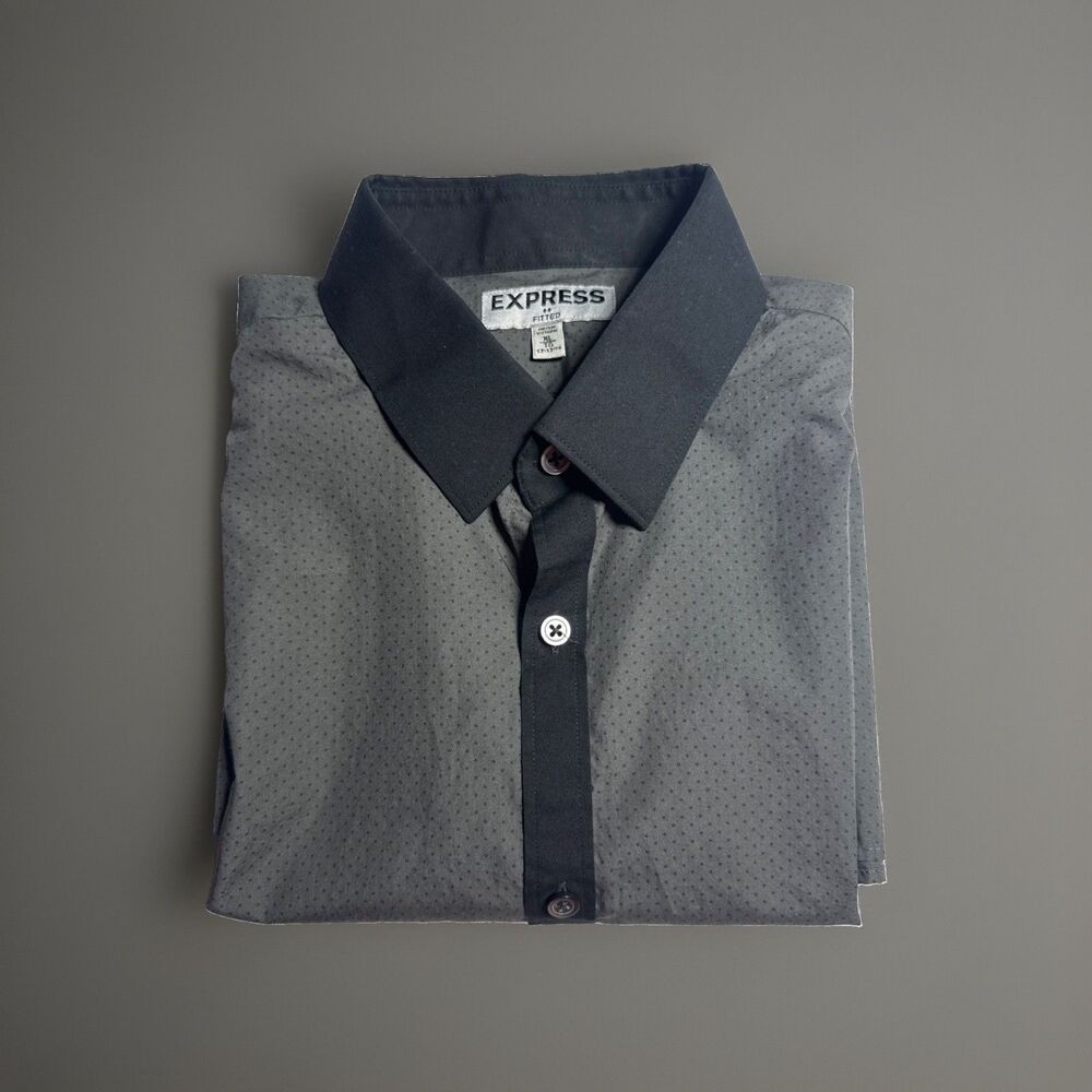 Express Fitted XL TG 17-17 1/2 Dress Shirt Gray & Black